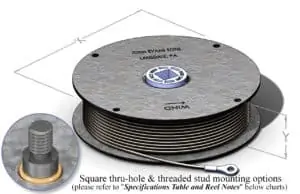 Cad Drawing of a Spring Powered Reel. Cad Drawing of a Spring Powered Reel- open metal reel.John Evans’ manufactures “open style” construction spring reels, also known as arbor reels.