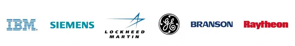 I.B.M., Siemens Energy, Burle Industries, General Electric, Day & Zimmermann, Branson Ultrasonics Our customer logos for I.B.M., Siemens Energy, Burle Industries, General Electric, Day & Zimmermann, Branson Ultrasonics.